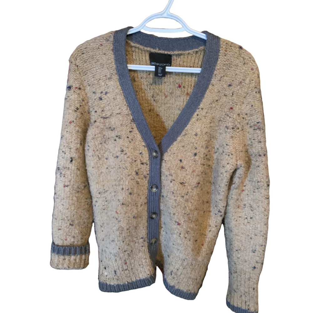 Cynthia Rowley Cardigan Sweater Beige Gray Women's Small